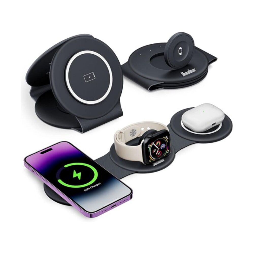 Hicober 3-in-1 Wireless Magnetic Foldable Charging Station for Apple Devices